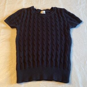Kate Hill Women’s Black Short Sleeve Cable Knit Sweater- Size S